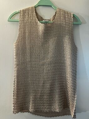 NICOLA Crinkled Sleeveless Top in Light Beige